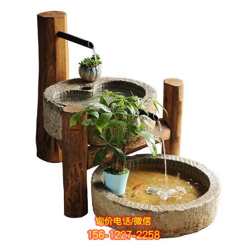 石頭花盆，青石水景雕塑