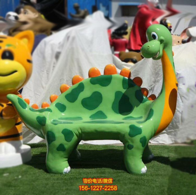 游樂(lè)園一只大號(hào)恐龍座椅玻璃鋼恐龍雕塑 游樂(lè)園一只大號(hào)恐龍座椅玻璃鋼恐龍雕塑