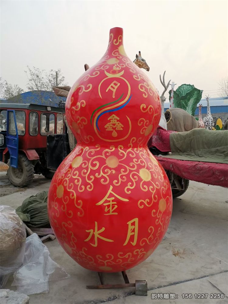 玻璃鋼流水葫蘆雕塑，制作仿真葫蘆雕塑